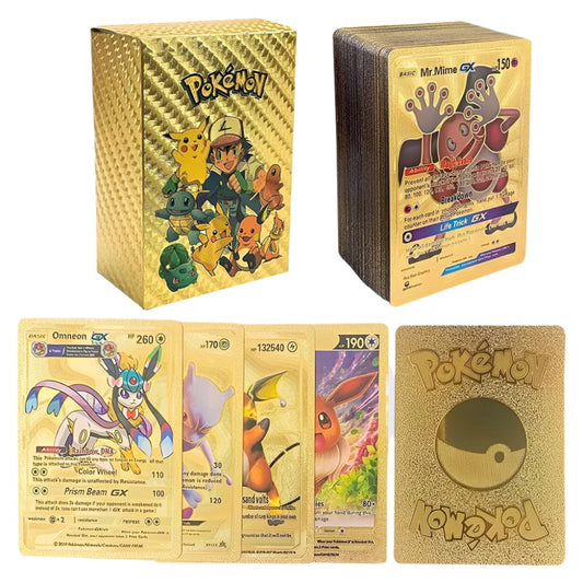 55 Pcs Pokemon Cartoon Collectible Golden Foil Cards Madina Gift