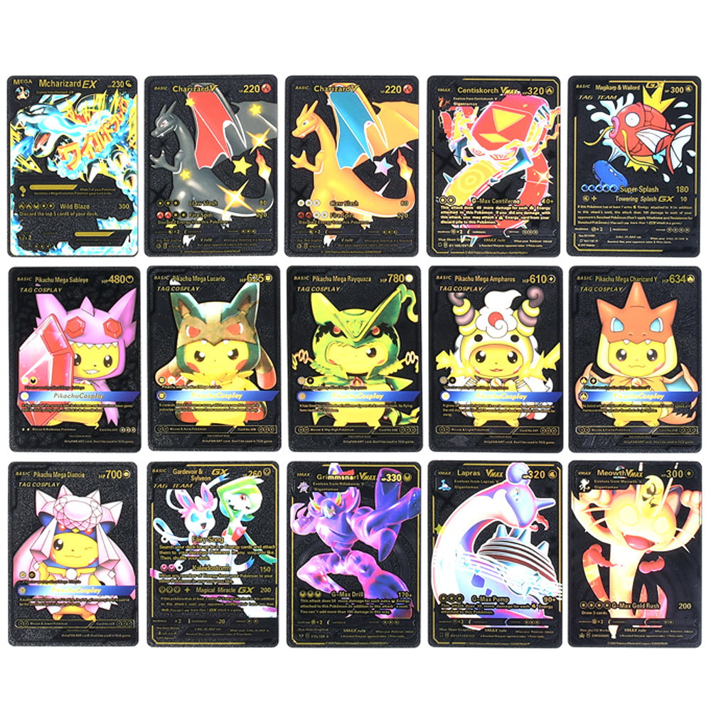 55 Pcs Pokemon Collectible Black Foil Cards Madina Gift