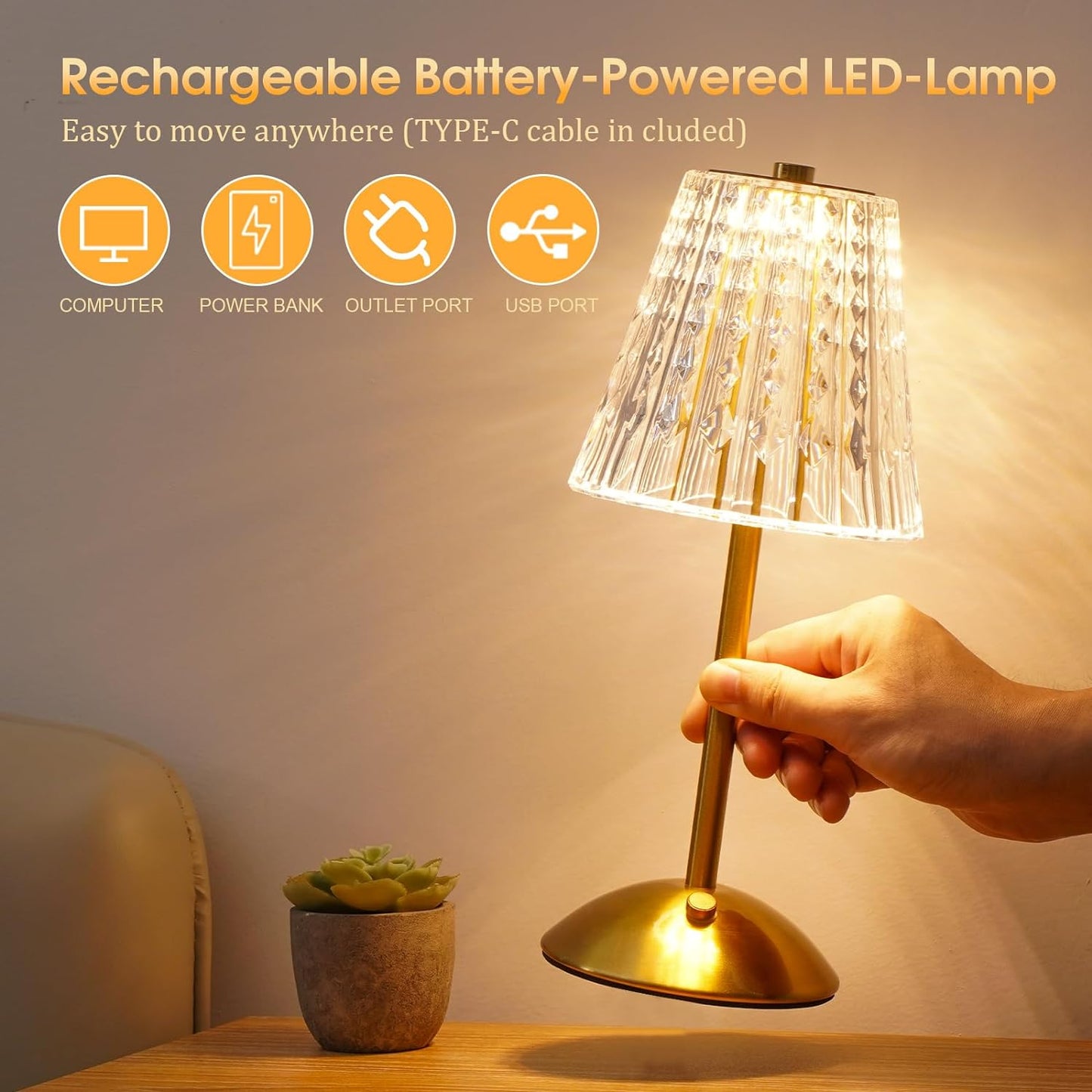 Crystal Diamond Touch Sensor Table Lamp