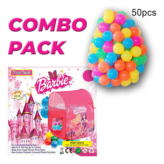 Barbie Pop Tent House With 50 Pcs Soft Plastic Balls BR7801 - Madina Gift