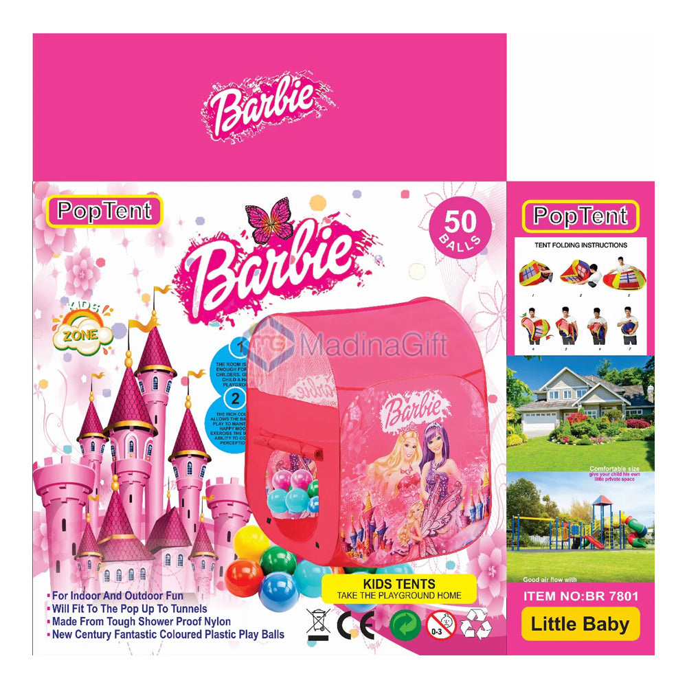 Barbie Pop Tent House With 50 Pcs Soft Plastic Balls BR7801 - Madina Gift
