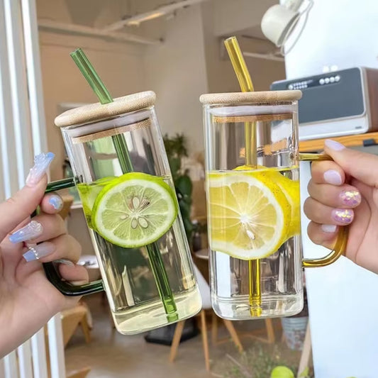 Borosilicate Glass with Bamboo Lid & Straw Madina Gift