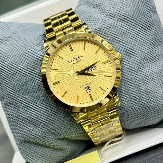 Citizen Wrist Watch
Material: Stainless Steel
Dial Diameter: 40 mm
Dial Colors: Gold
Madina Gift Landhi