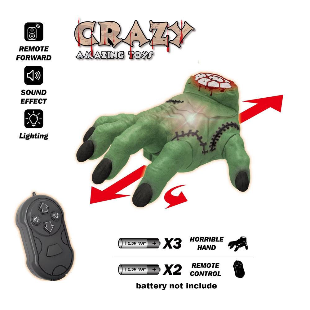 Crazy Amazing Hand Toy M8018-75 The Scarred Crazy Crawling Hand Remote Control with Light & Sound Madina Gift