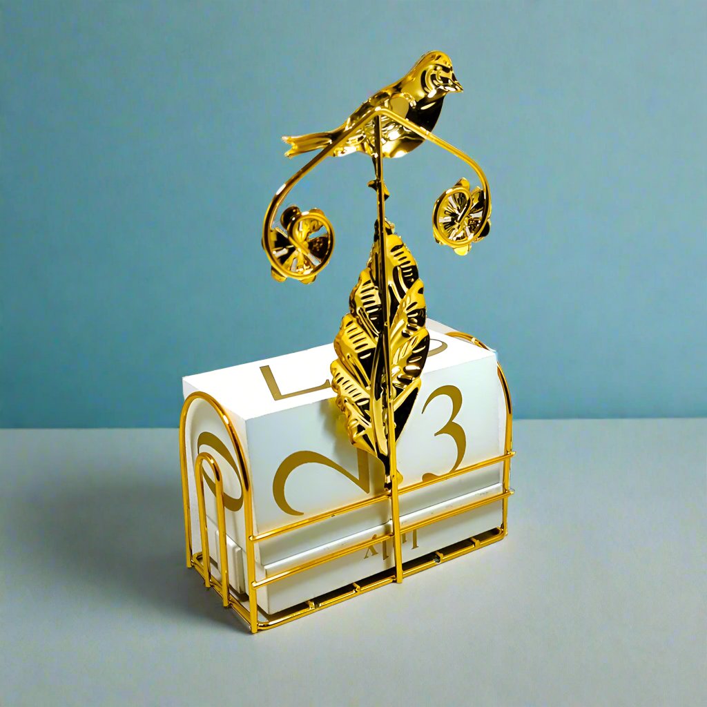 Desktop Calendar Metal Ornament Perpetual Wooden Number Dice Madina Gift