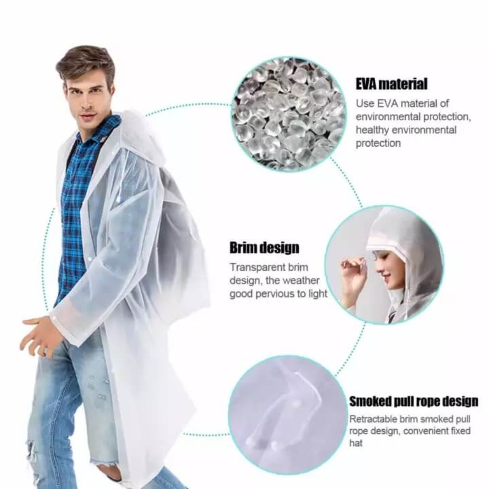 EVA Be Safe Wear Raincoat Free Size For Adults Men & Women Madina Gift