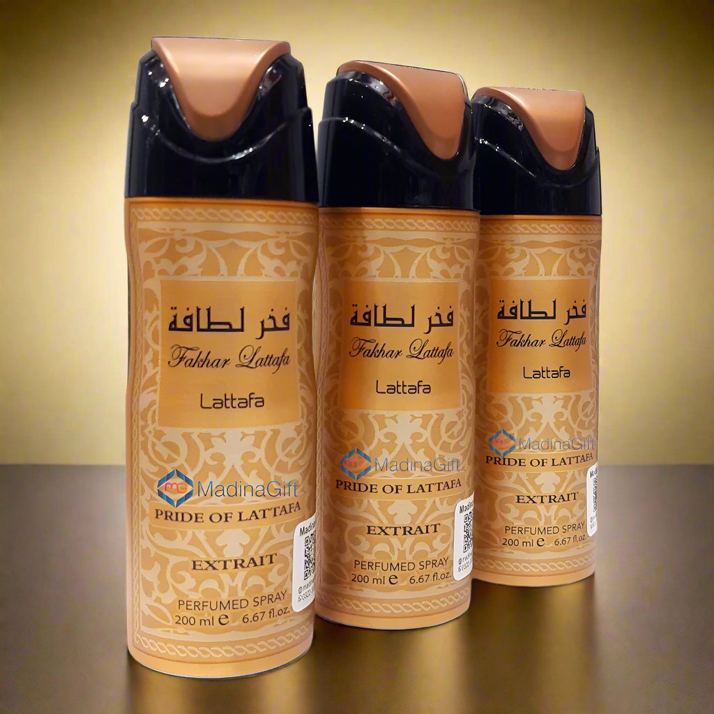 Fakhar Lattafa Gold Extrait Unisex Deodorant Body Spray Madina Gift