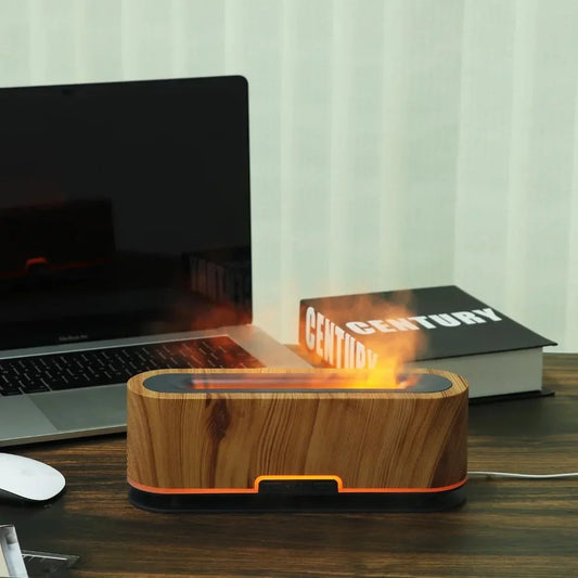 Flame Diffuser Humidifier Wooden Textured Body - Madina Gift
