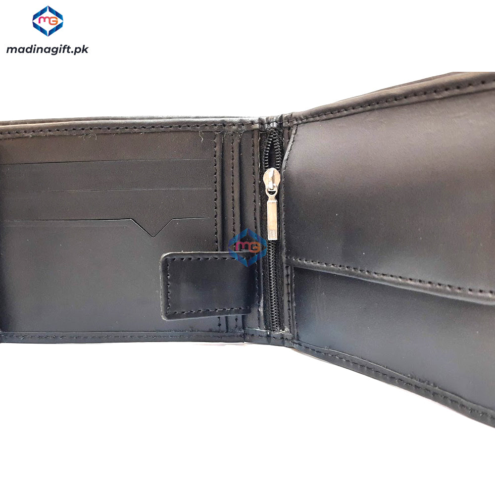 Genuine Leather Large Tri-Fold Black Wallet for Men - Madina Gift