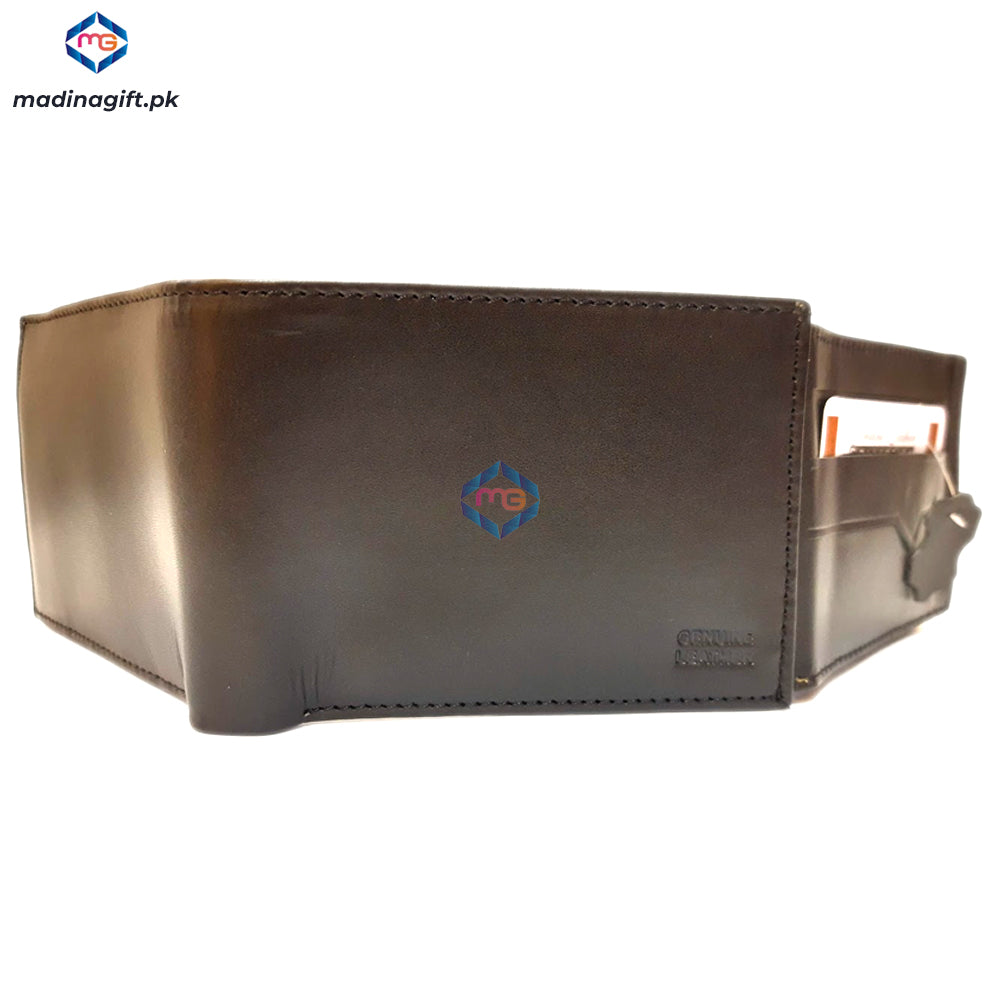 Genuine Leather Large Tri-Fold Black Wallet for Men - Madina Gift