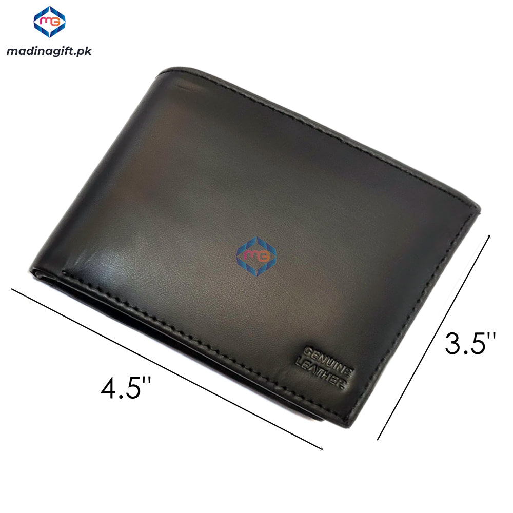 Genuine Leather Large Tri-Fold Black Wallet for Men - Madina Gift