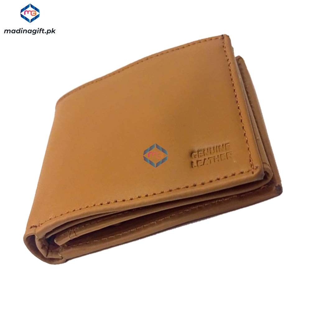 Genuine Leather Large Tri-Fold Mustard Wallet for Men - Madina Gift
