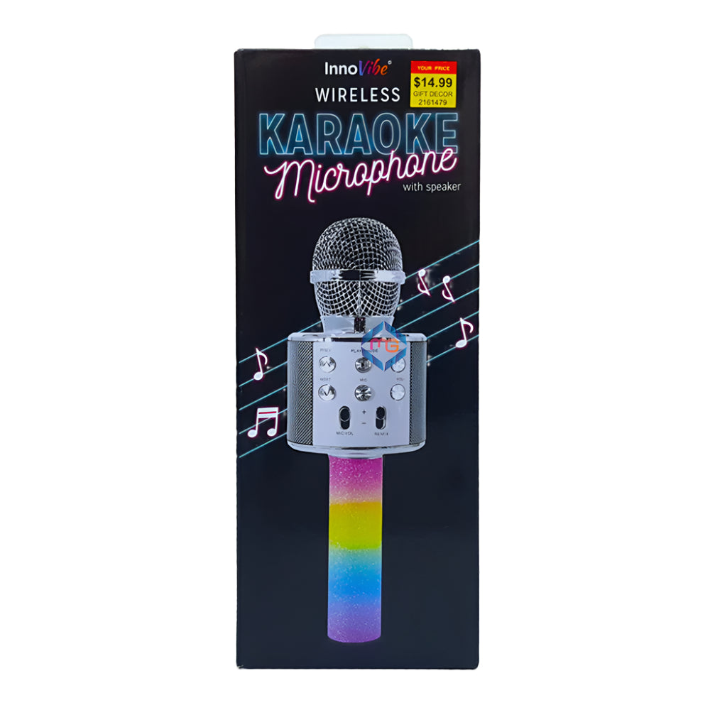 InnoVibe Wireless Karaoke Microphone with Speaker, Portable Handheld Microphone Bluetooth Speaker Madina Gift