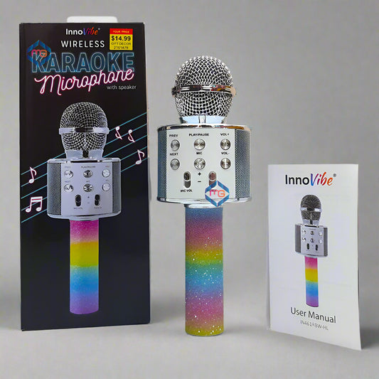 InnoVibe Wireless Karaoke Microphone with Speaker, Portable Handheld Microphone Bluetooth Speaker Madina Gift