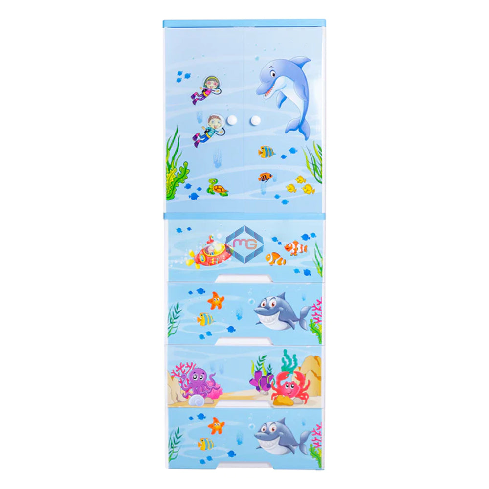 Kideez Wardrobe Ocean Blue 7 Layer - Madina Gift