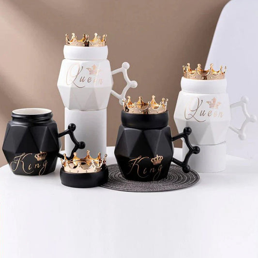 King & Queen Diamond Coffee Mug Set For Couples Madina Gift