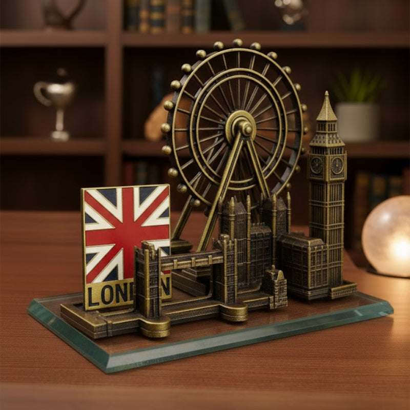 London Landmarks Metal Statue Bronze Tower Model with Crystal Base Madina Gift