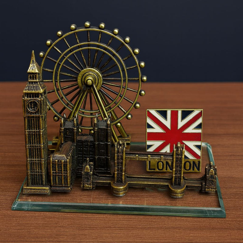 London Landmarks Metal Statue Bronze Tower Model with Crystal Base Madina Gift