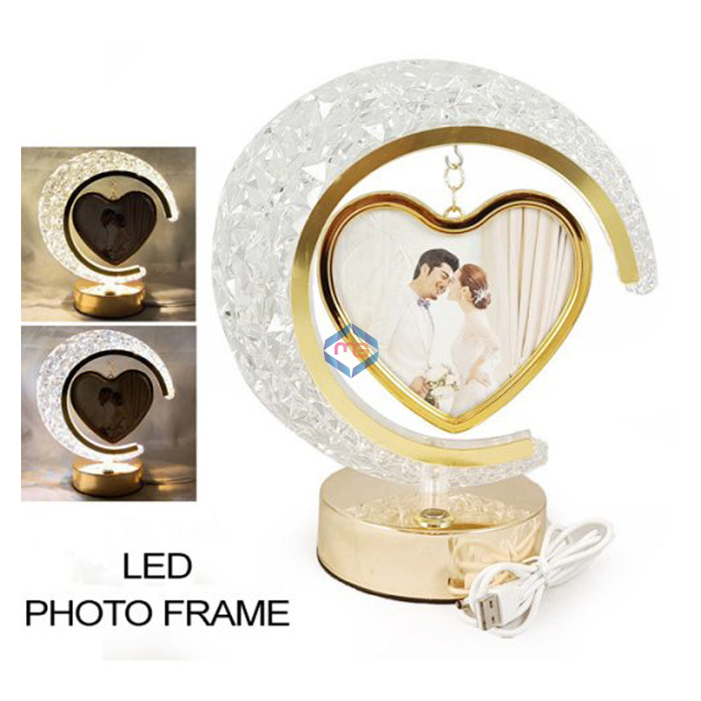Crystal Moon LED Hanging Heart Photo Frame Lamp 3 Sequence Dimmer - Madina Gift
