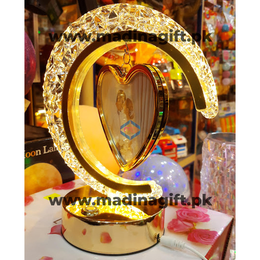 Crystal Moon LED Hanging Heart Photo Frame Lamp 3 Sequence Dimmer - Madina Gift