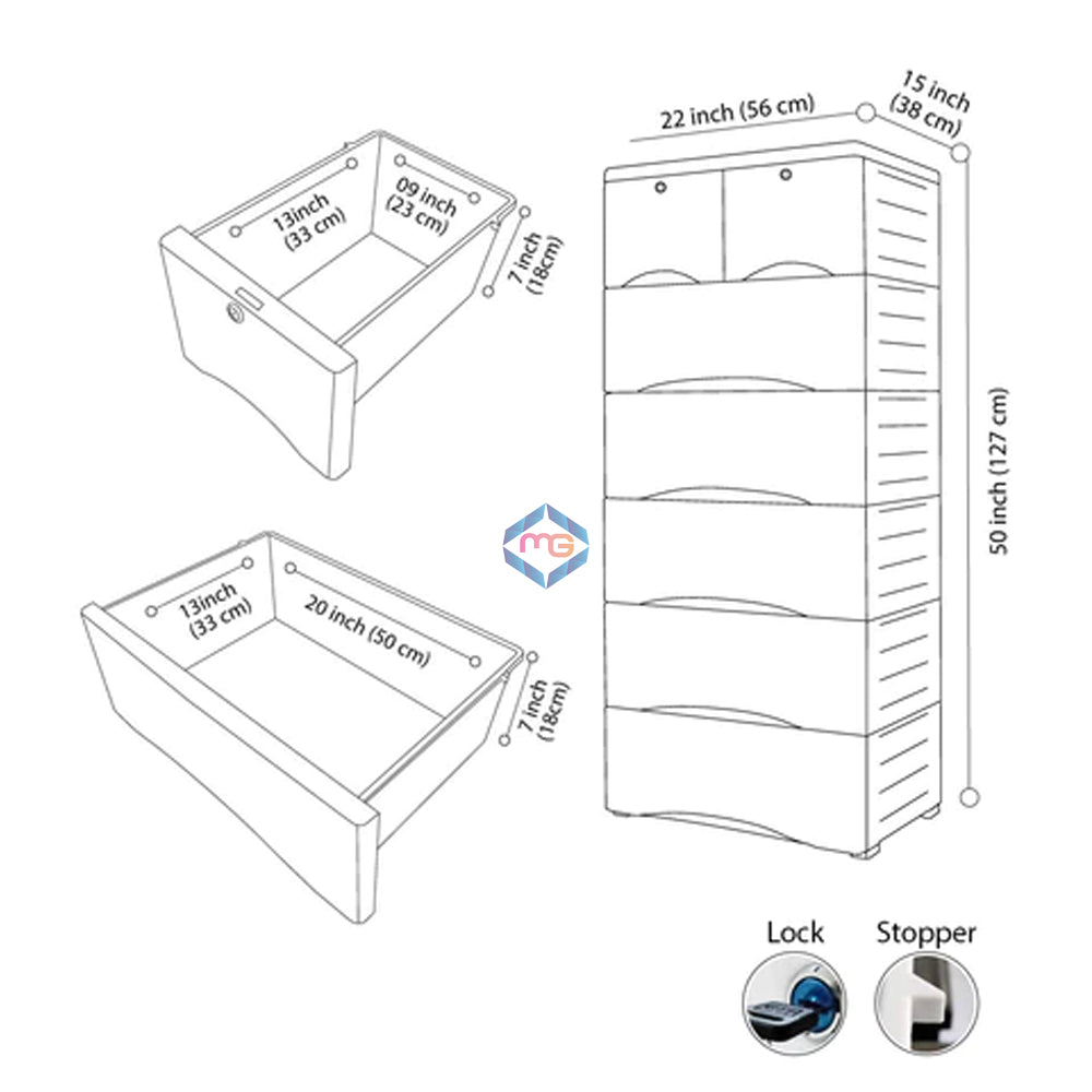 Kideez Fly High 5+2 Drawer