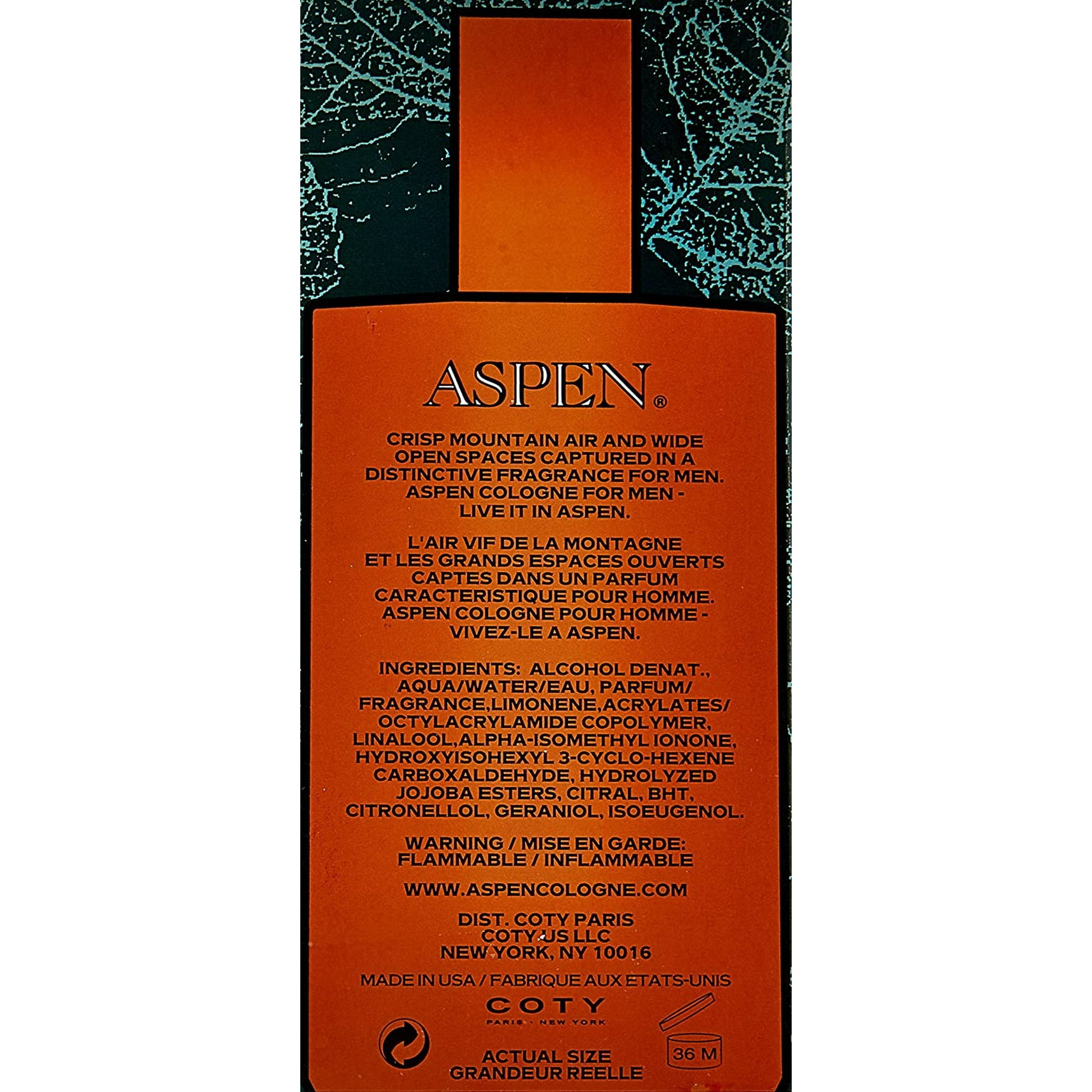 Original Coty Aspen Eau De Cologne For Men - Madina Gift