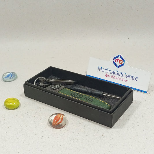 Premium KIA Leather Green Keychain with Screwdriver Madina Gift