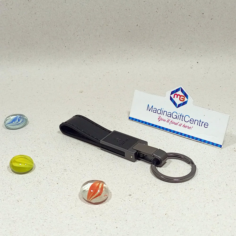 Premium SUZUKI Black Leather Keychain Madina Gift