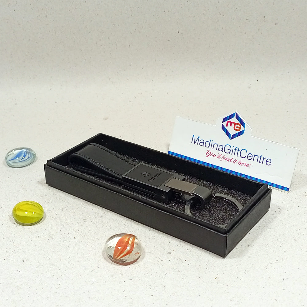 Premium SUZUKI Black Leather Keychain Madina Gift