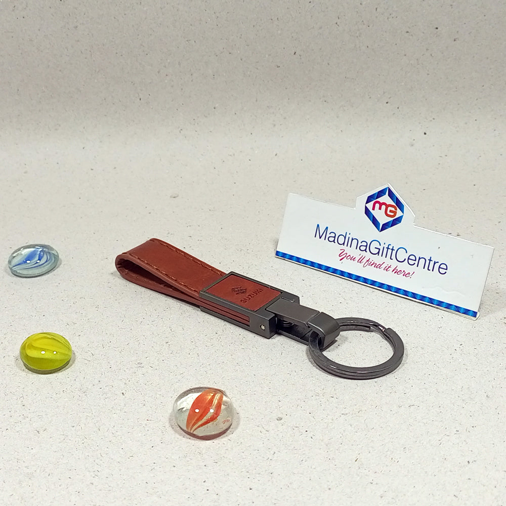 Premium SUZUKI Brown Leather Keychain Madina Gift