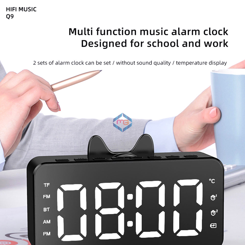 Bluetooth Digital Mirror Speaker Alarm Clock - Q9
