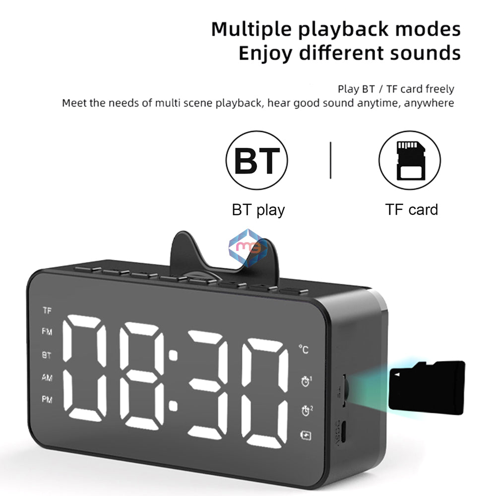 Bluetooth Digital Mirror Speaker Alarm Clock - Q9