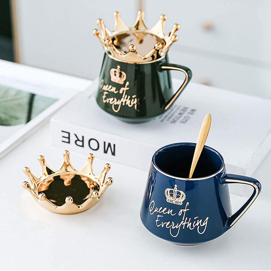 Queen of Every Thing Ceramic Coffee Tea Mug with Crown Lid Madina Gift