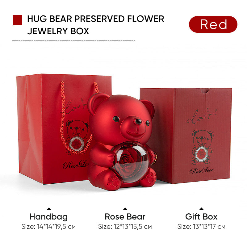 Red Rose & Red Bear Jewelry Box with Necklace Elegant Gift Set Madina Gift