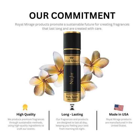 Royal Mirage Night Body Spray
Refresh your senses with our revitalizing Royal Mirage Night Body Spray. Madina Gift