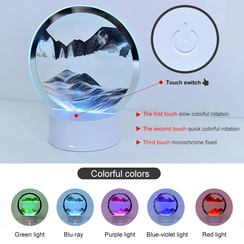 Quicksand Lamp Moving Sand Art Hourglass & LED Night Light Madina Gift