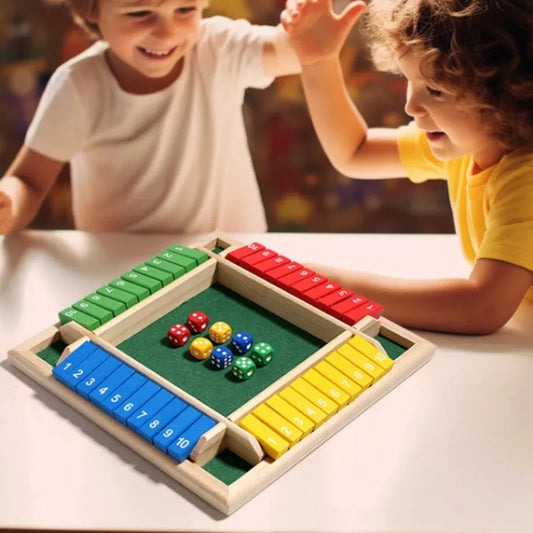 Shut The Box Multi Sided Dice Number Wooden Multicolor Board Game Madina Gift