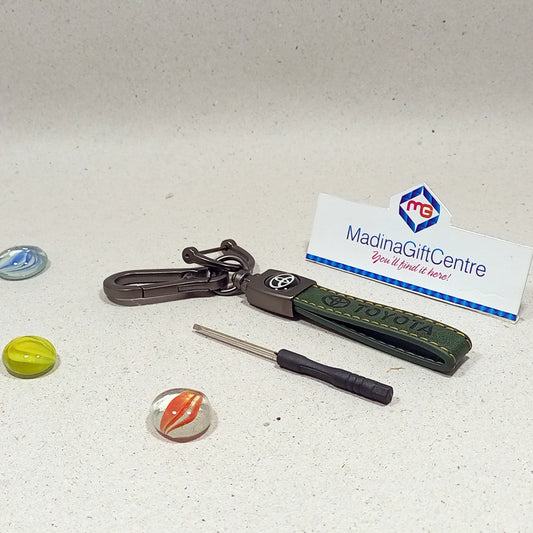 TOYOTA Green Leather Keychain with Screwdriver Madina Gift