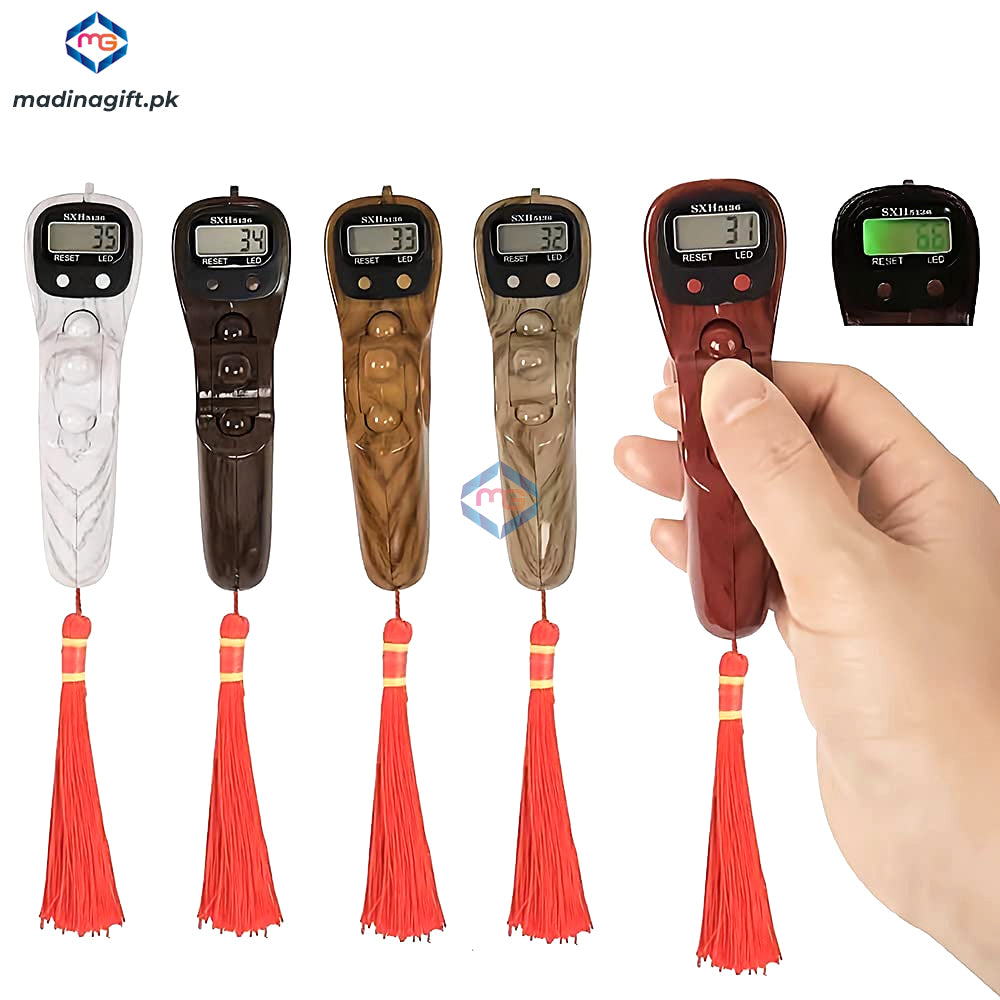 Digital Tasbeeh with Rotating Prayer Beads Portable Finger Counter Screen Light - SXH-5136-2058 - Madina Gift