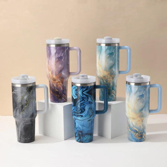 Stanley Vibrant Marble Texture Vacuum Double Wall Thermal Travel Tumbler 40oz Madina Gift