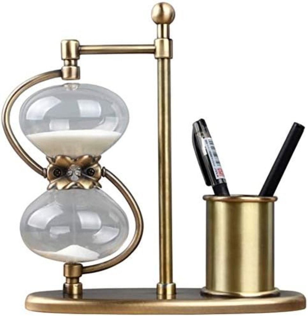 Vintage Tabletop Hourglass Timer With Pen Holder - Madina Gift