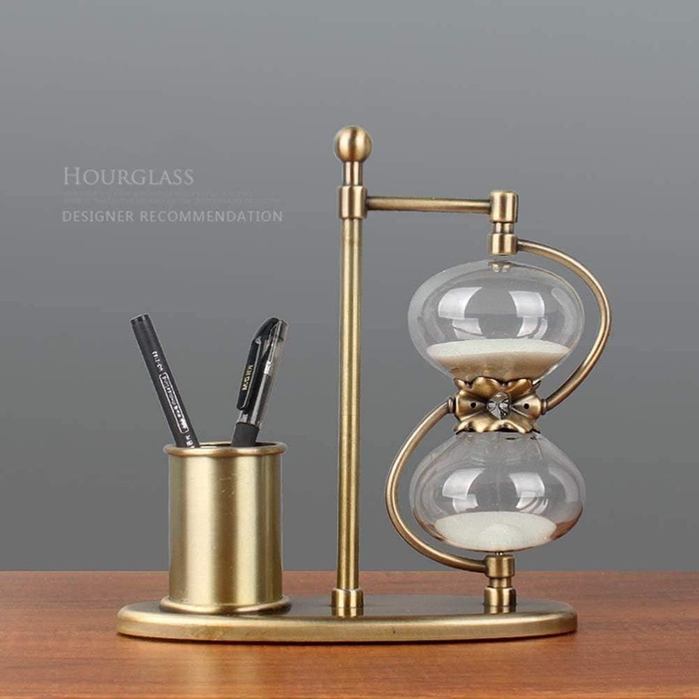 Vintage Tabletop Hourglass Timer With Pen Holder - Madina Gift