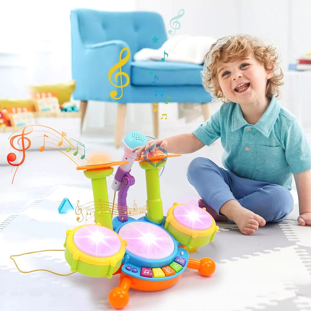 Drum With Microphone Musical Instruments Play Set - CY-6002B - Madina Gift