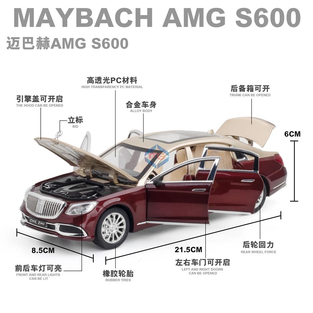 Mercedes Benz Maybach S600 Die Cast Vehicle Model 1:24 - Madina Gift - CZ137