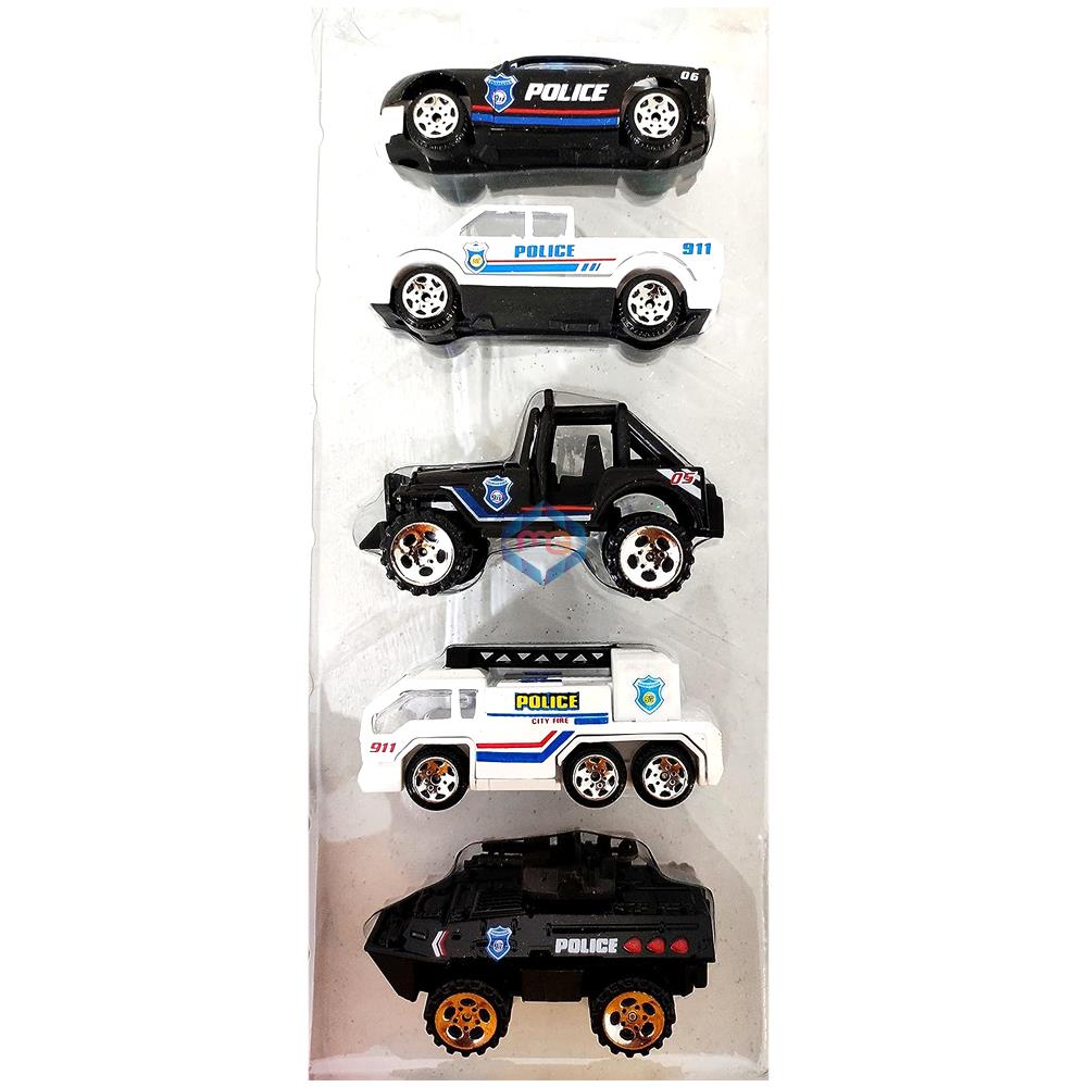Police Die Cast Mini Vehicles Series 5 Pcs Set - 733 - Madina Gift