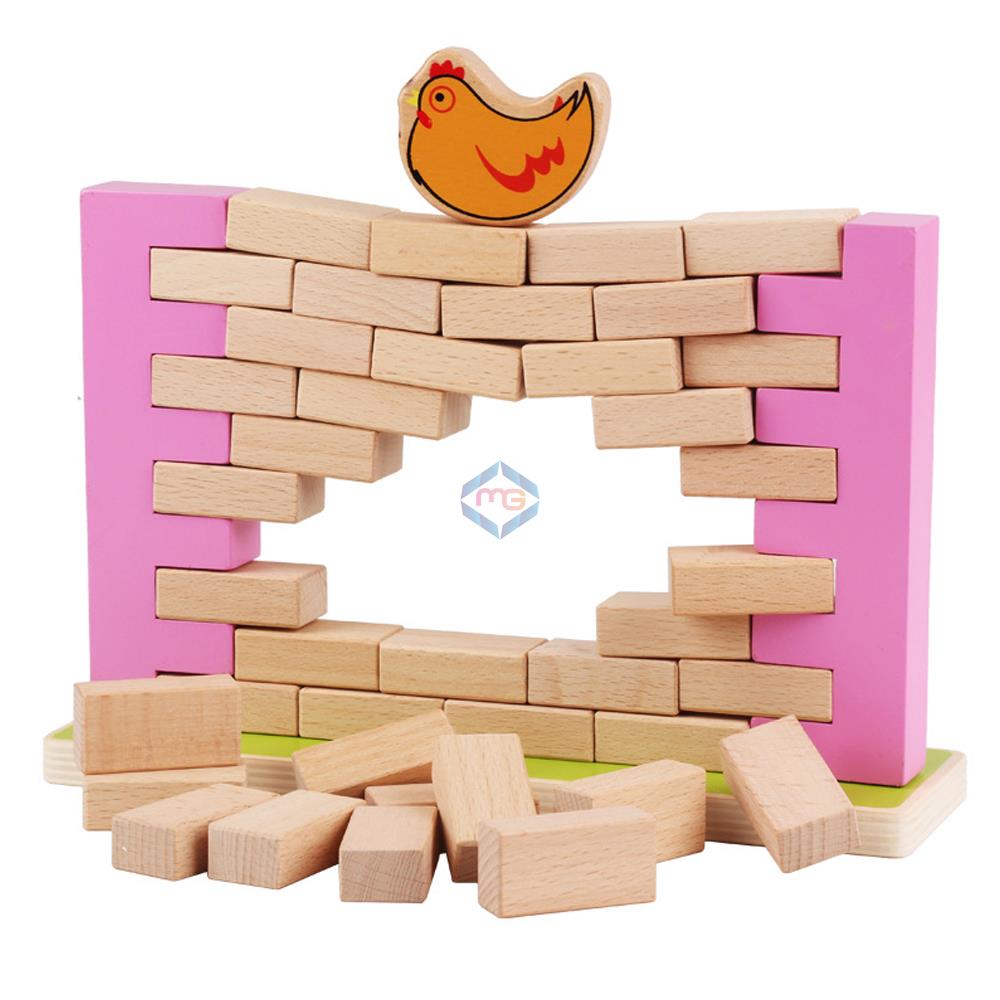 Wooden Stacking Bricks Wall Game 44 pieces - Madina Gift