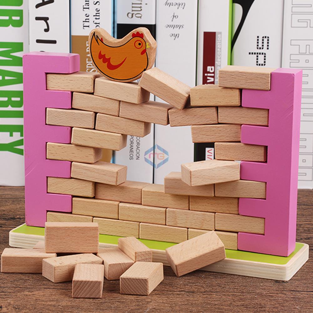Wooden Stacking Bricks Wall Game 44 pieces - Madina Gift