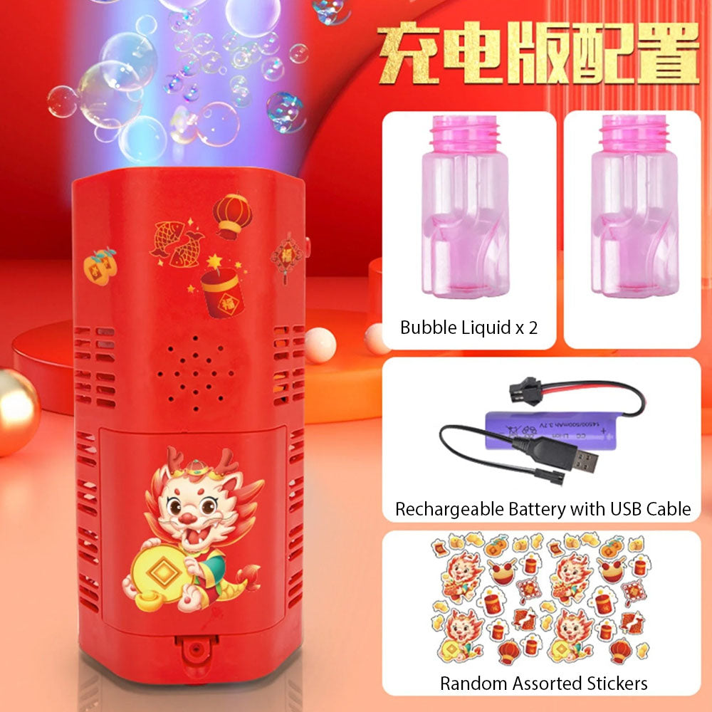 10 Holes Portable Automatic Rechargeable Bubble Machine with Lights & Music