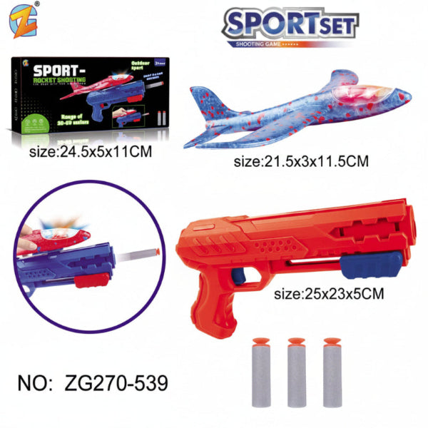 2-in-1 Airplane Launcher & Foam Dart Toy Set ZG270-539 with LED Lights Online in Pakistan Madina Gift
