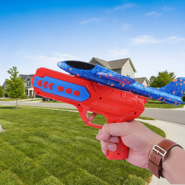2-in-1 Airplane Launcher & Foam Dart Toy Set ZG270-539 with LED Lights Online in Pakistan Madina Gift